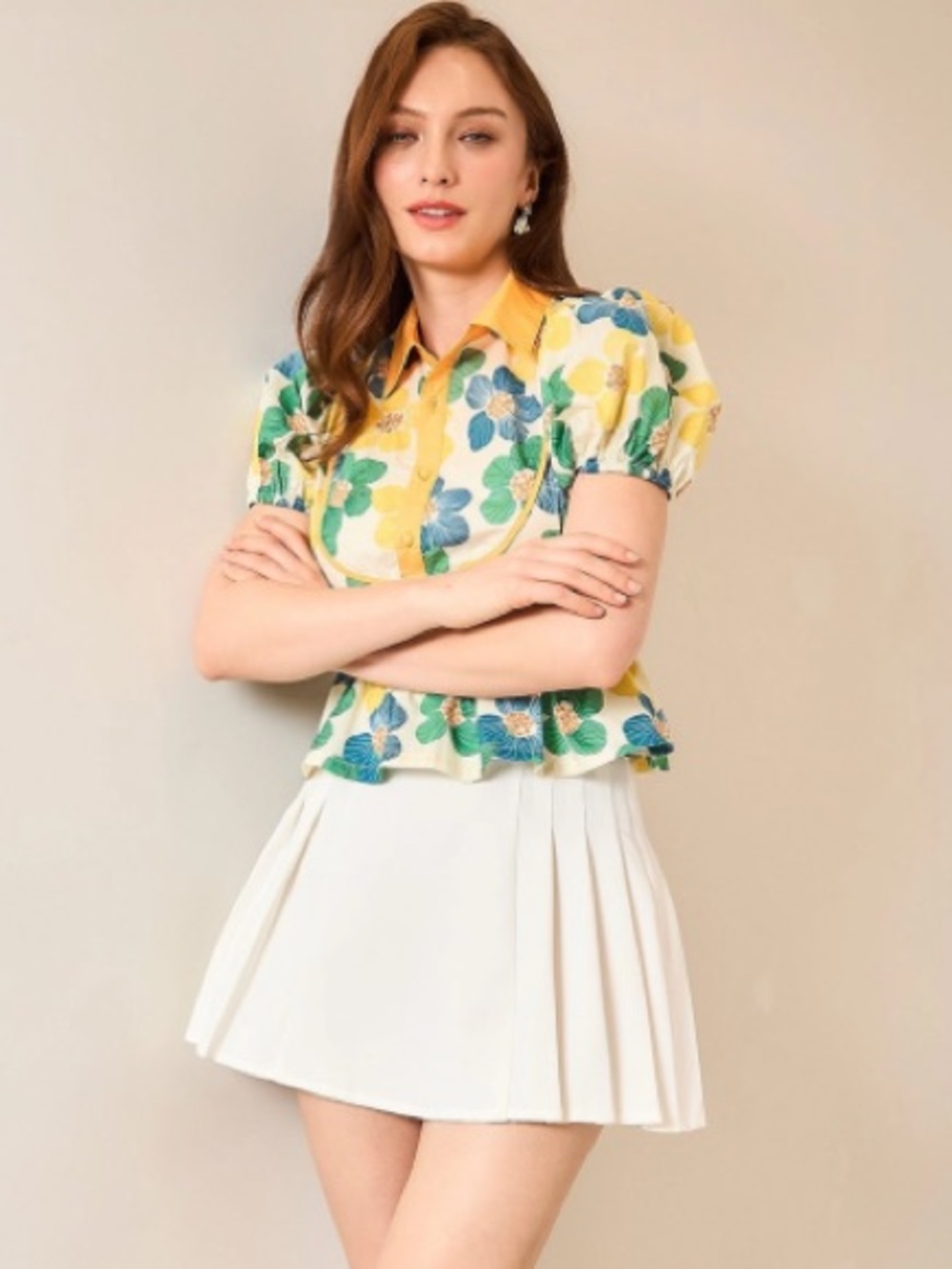 Umgee Floral Peplum Puff Sleeve Top | NWT - Picture 3 of 4